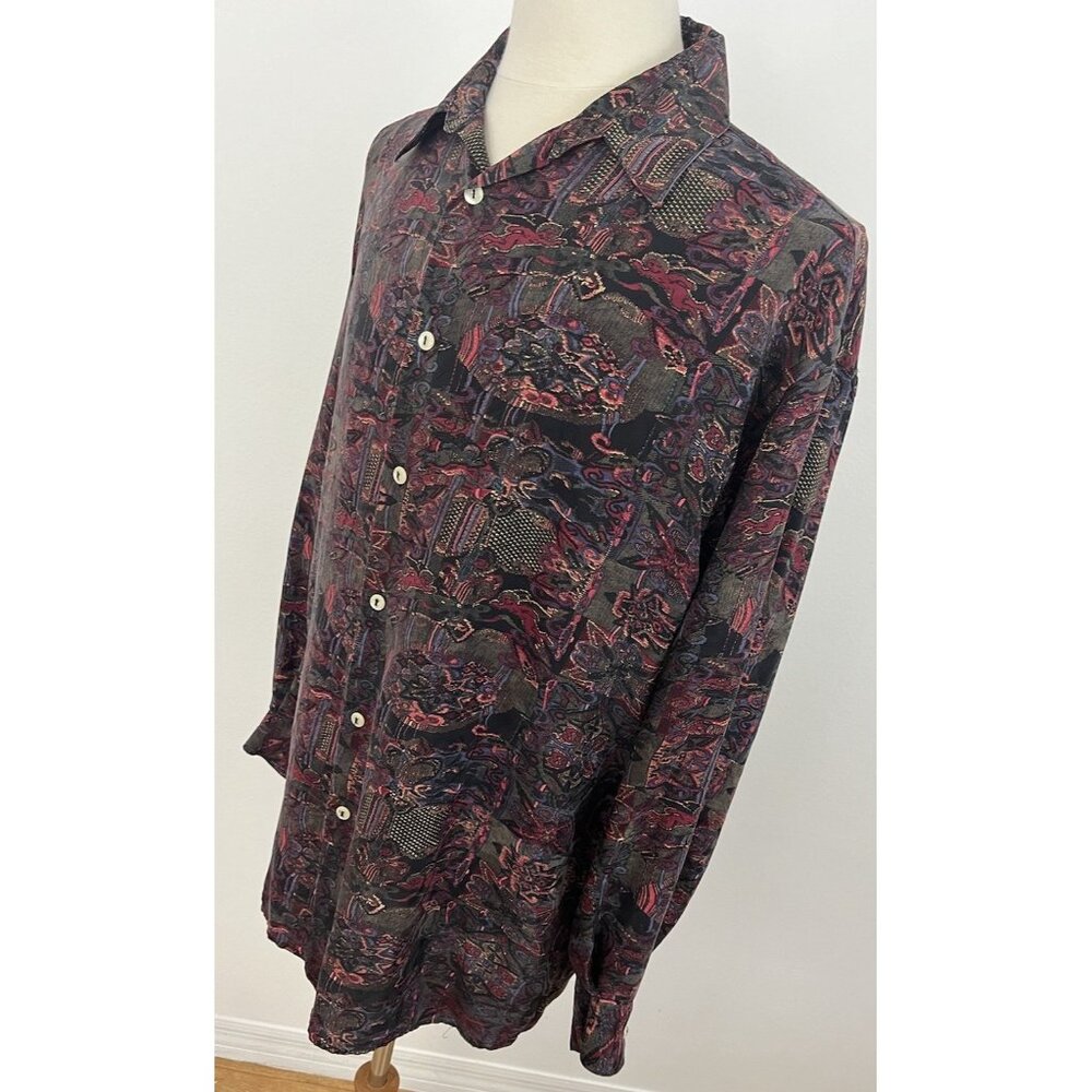 Vintage COOGI Abstract Art Pure Silk Shirt Men's Size XL Long Sleeve Italy - Picture 6 of 11